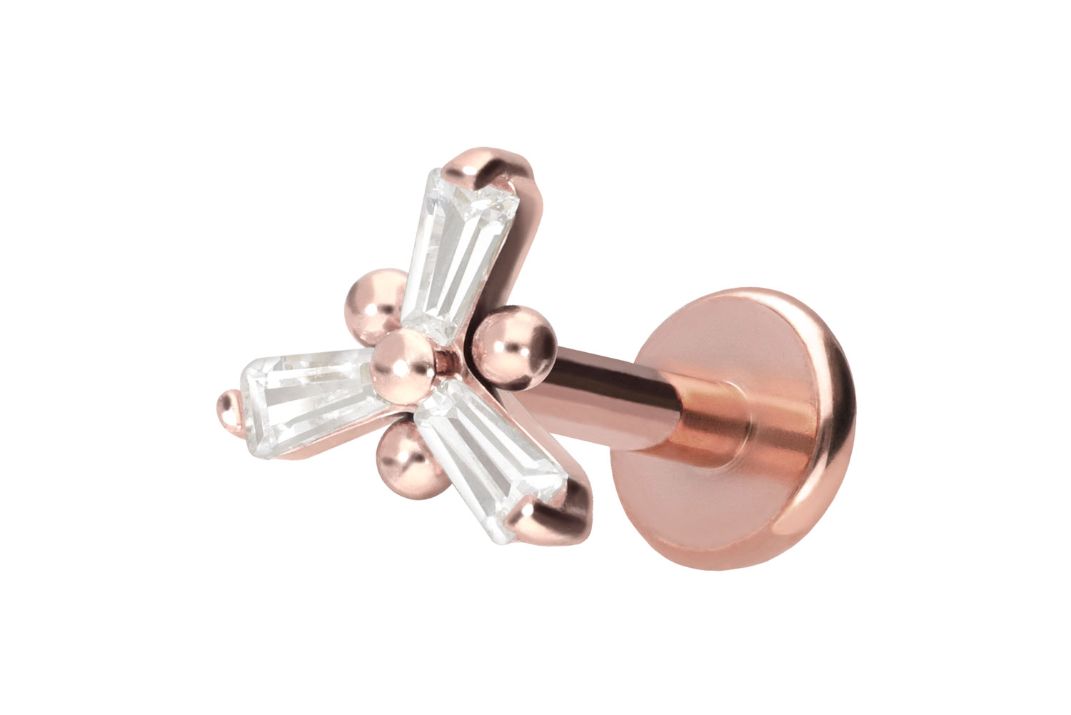 Titanium labret with push fit CRYSTAL FLOWER