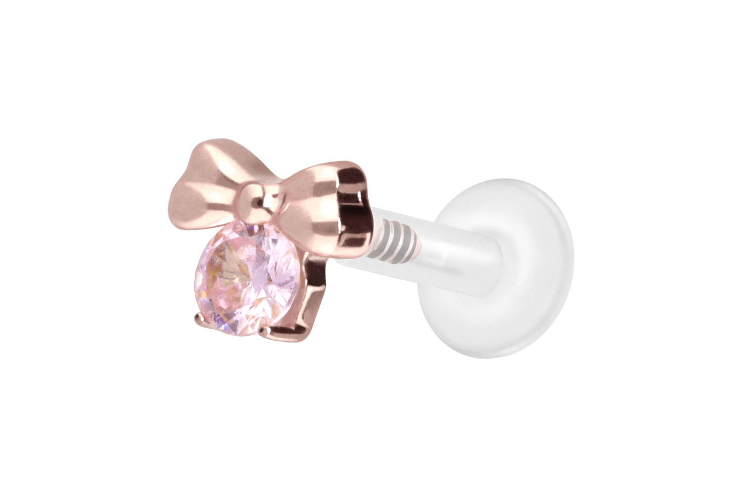 PTFE Labret mit Innengewinde + Titan-Aufsatz SCHLEIFE + KRISTALL