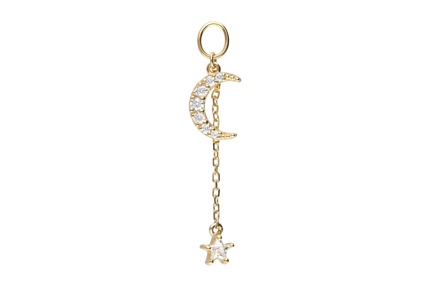 18 carat gold pendant for clickers MOISSANITE MOON + MOISSANITE STAR
