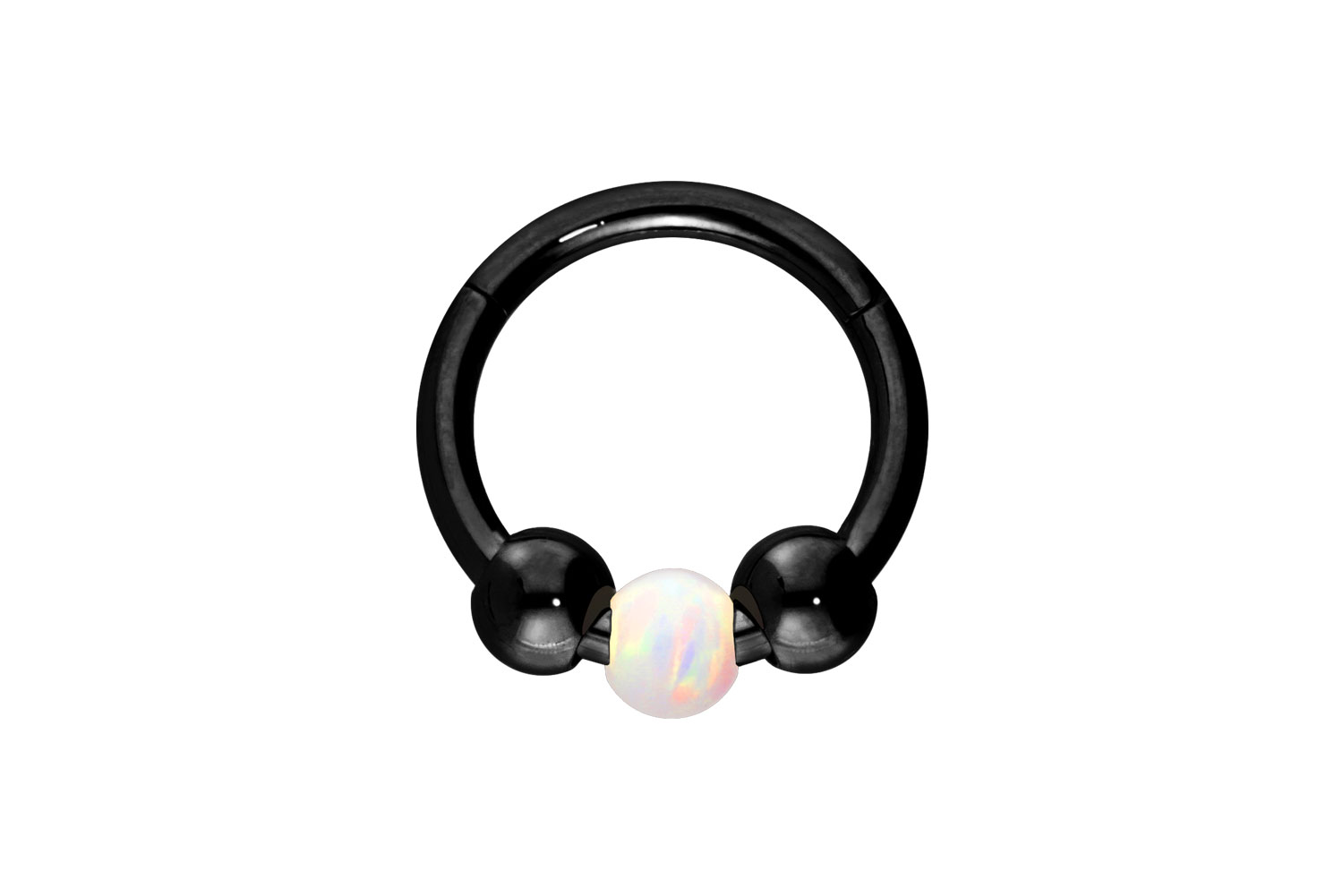 Titanium segment ring clicker SYNTHETIC OPAL BALL