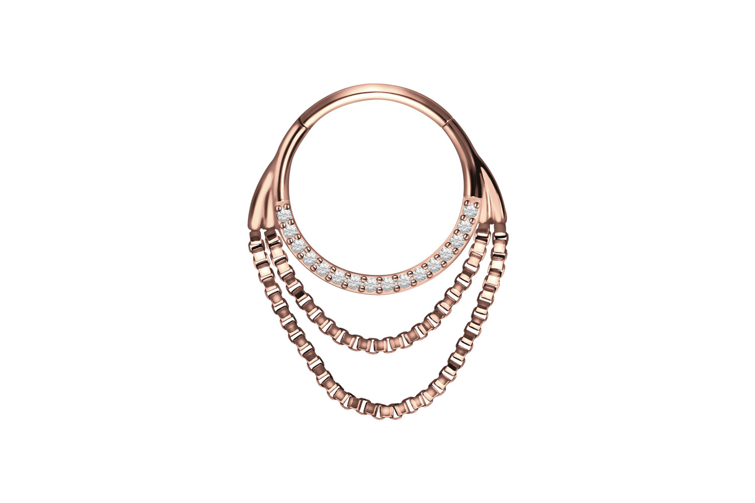 Surgical steel segment ring clicker 2 CHAINS + SETTED CRYSTALS