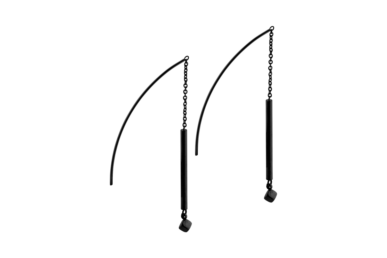 Surgical steel ear ring chain ROD + CUBE ++SALE++