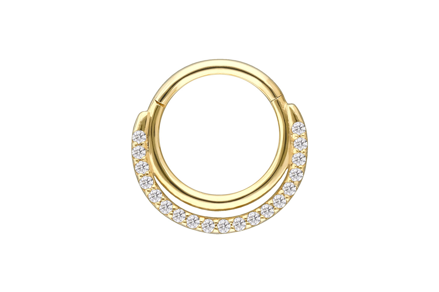 18 Karat Gold Segmentring Clicker EINGEFASSTE MOISSANITE + 2 RINGE