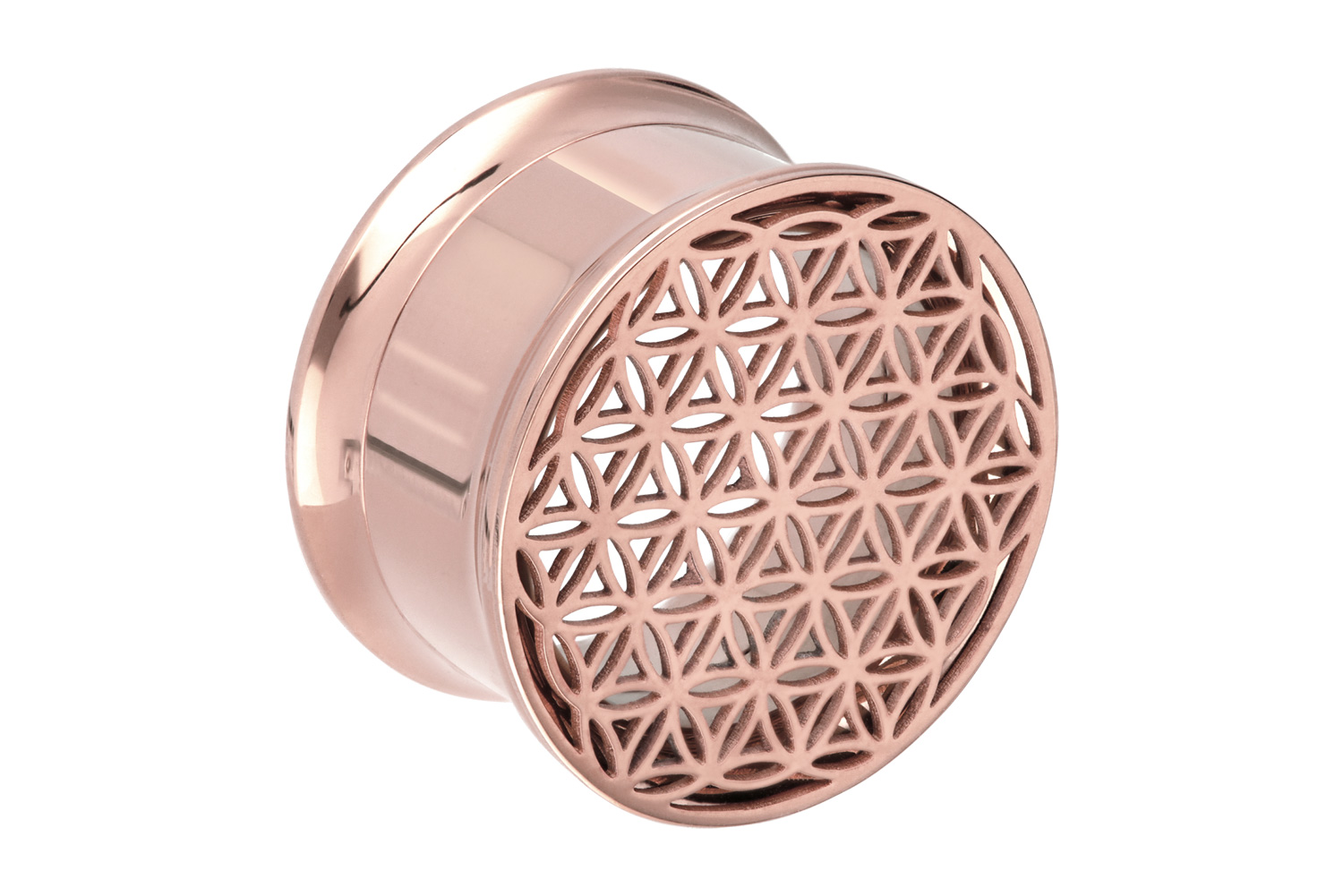 Surgical steel double flared tunnel FLOWER OF LIFE