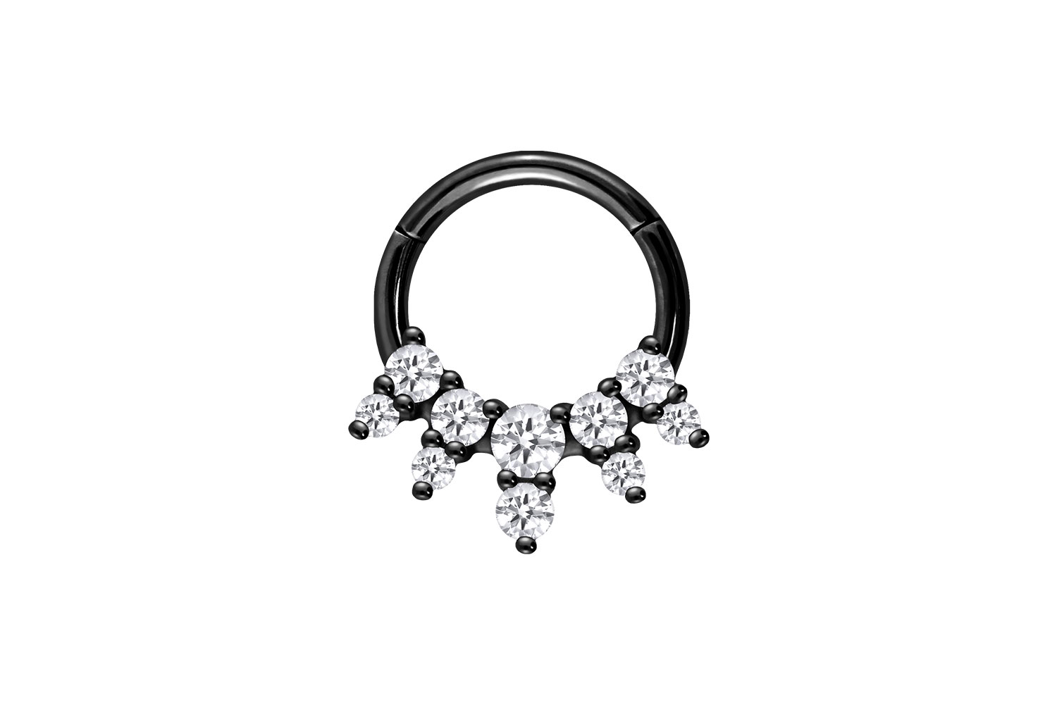 Surgical steel segment ring clicker 10 SETTED CRYSTALS