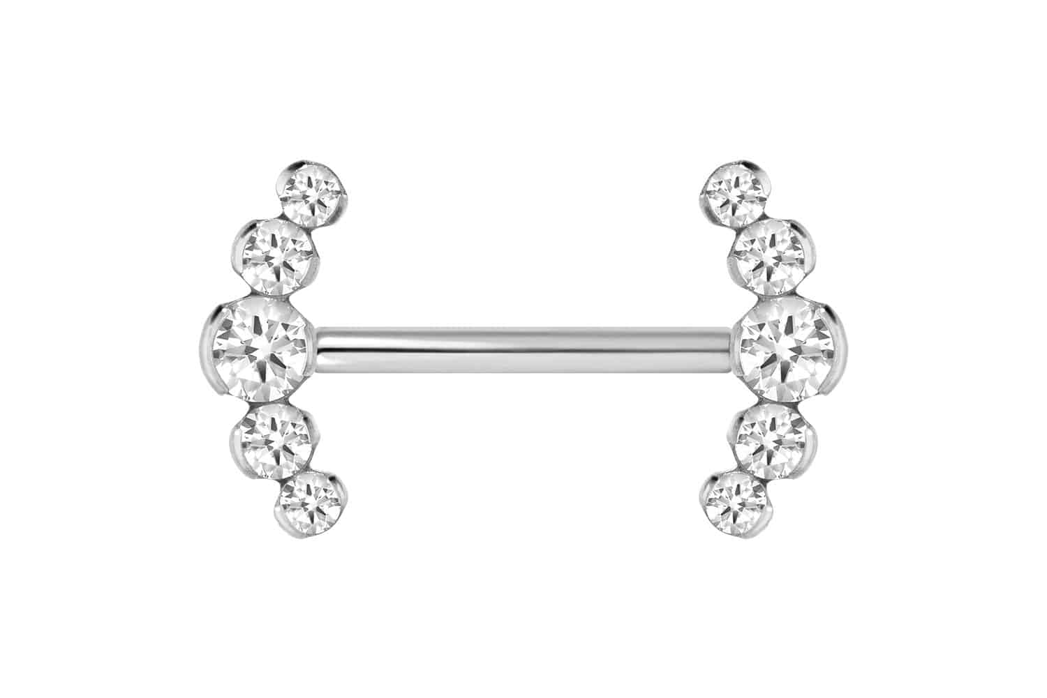 Titanium barbell with push fit 5 CRYSTALS