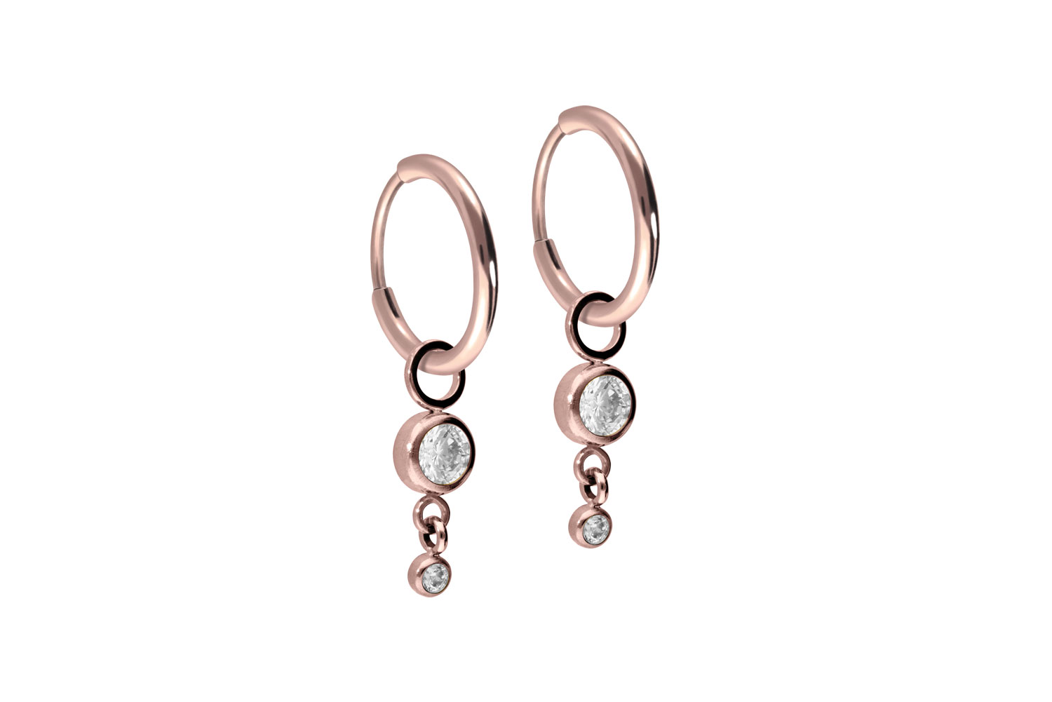Titanium ear clicker creoles 2 ROUND CRYSTALS