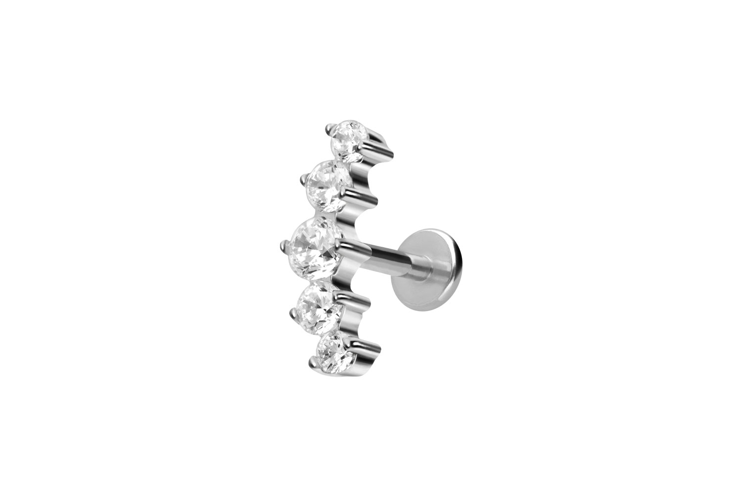 Titan Labret mit Innengewinde 5 EINGEFASSTE KRISTALLE Titan Labret mit Innengewinde 5 EINGEFASSTE KRISTALLE