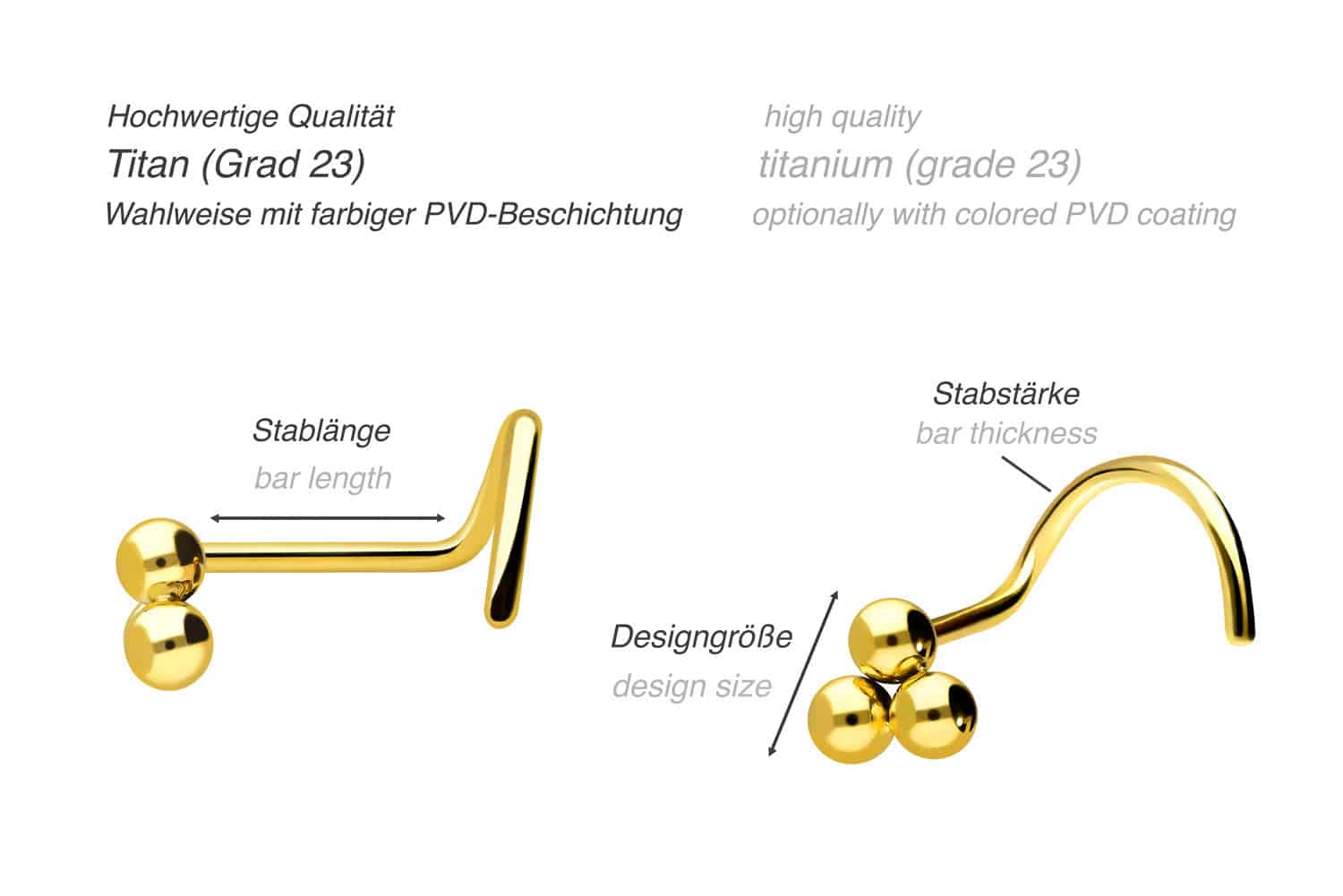 Titan Nasenstecker Spirale 3 KUGELN