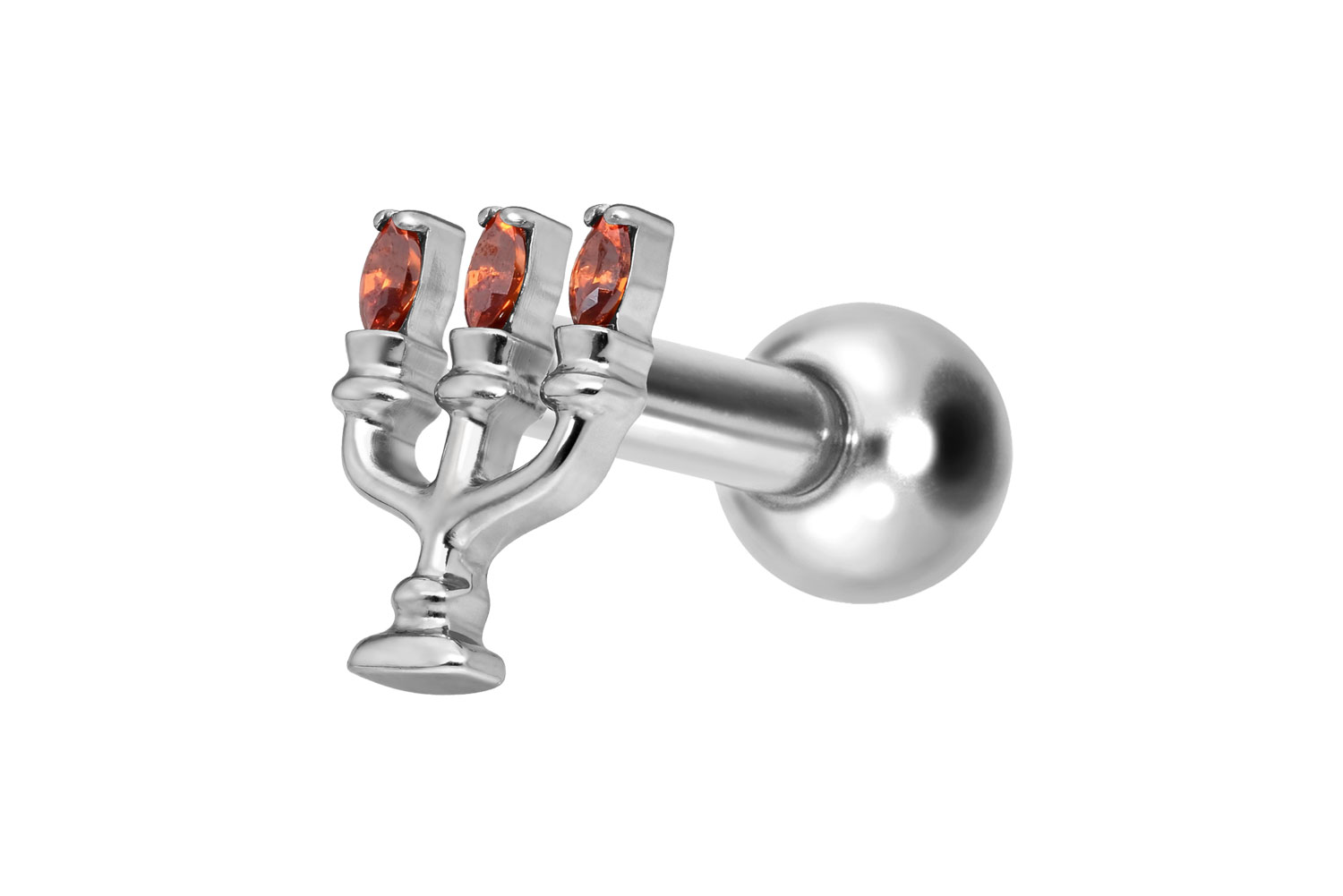 Titanium ear piercing with internal thread CANDLEHOLDER