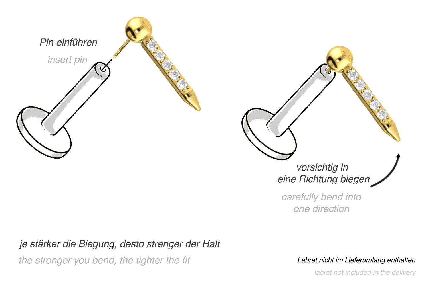 Titan Aufsatz mit Push Pin NAGEL + EINGEFASSTE KRISTALLE