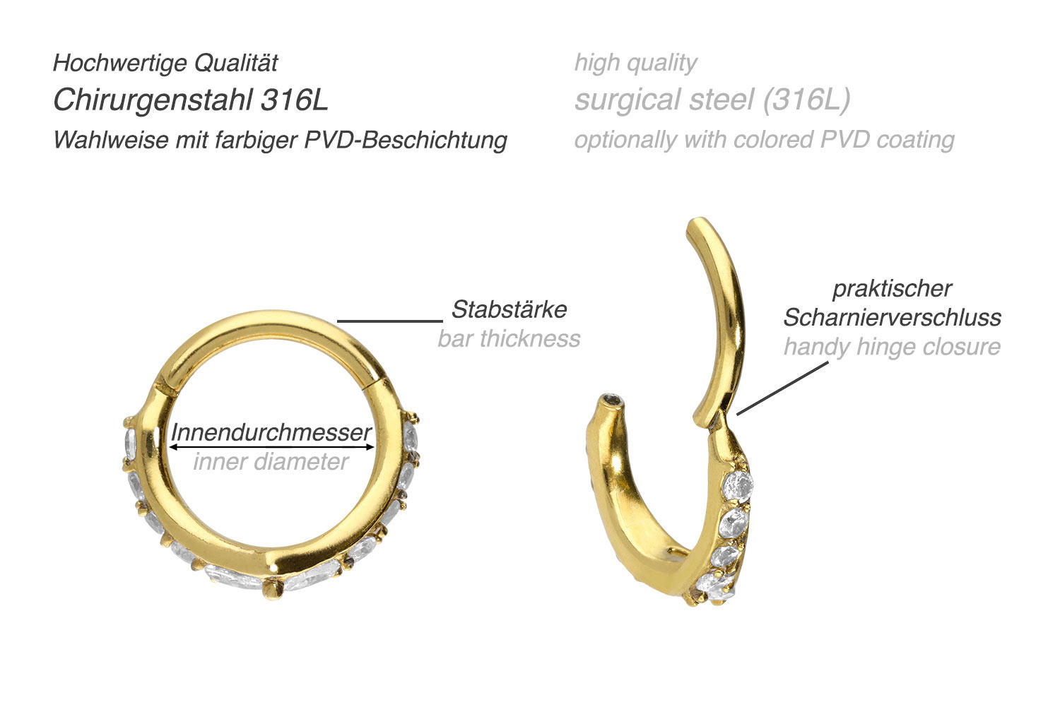 Chirurgenstahl Segmentring Clicker DIADEM