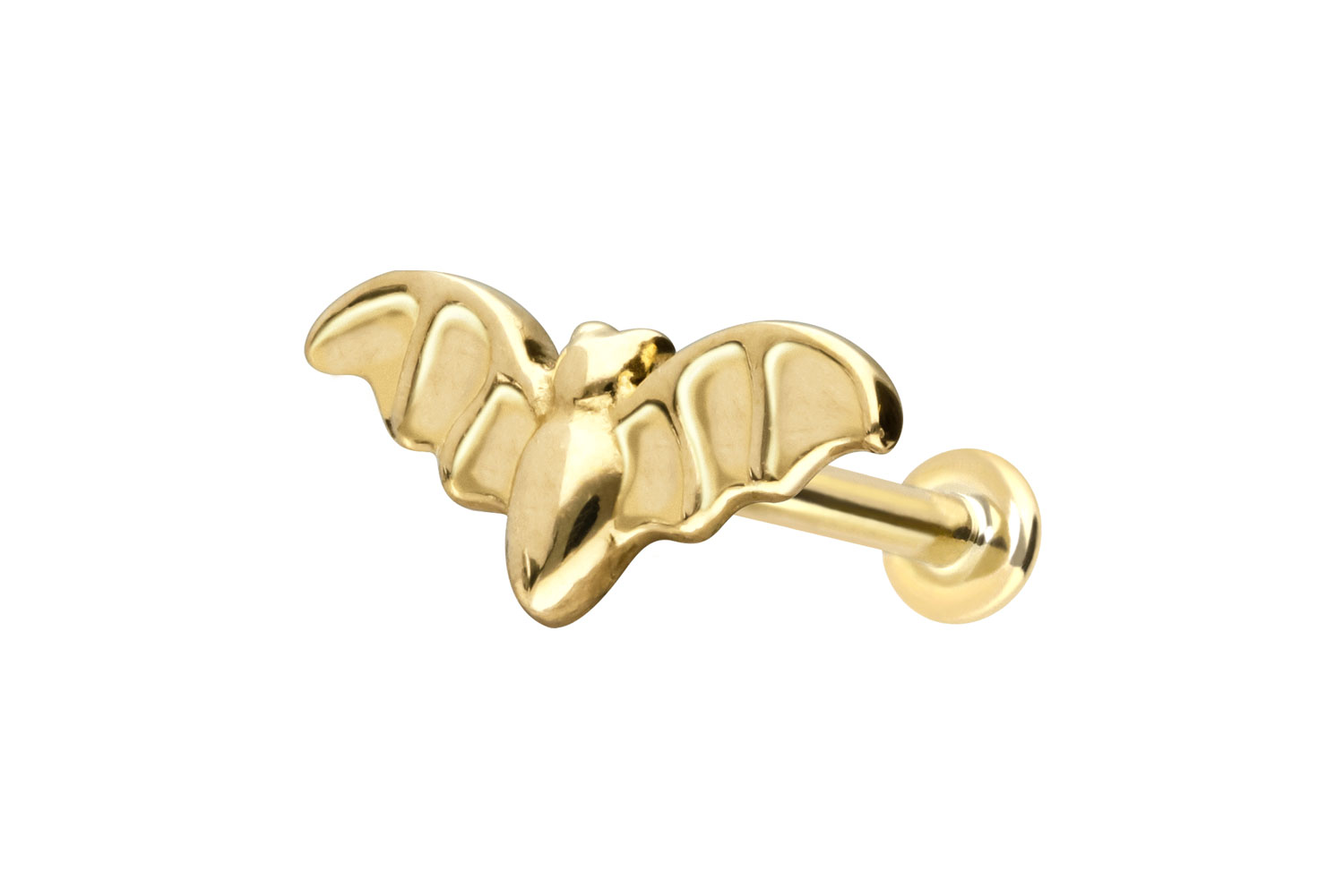 PIERCINGLINE Piercing Stecker 14 Karat Gold Labret mit Push Fit FLEDERMAUS - Bild 7 von 35