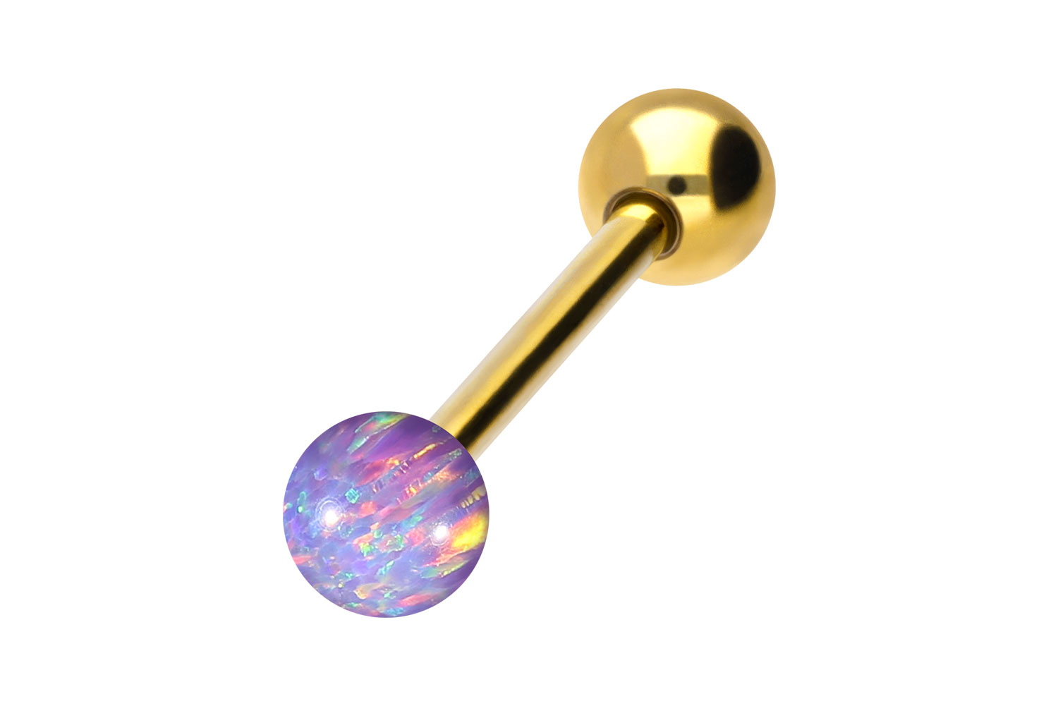 Surgical steel barbell SYNTHETIC OPAL + SURGICAL STEEL BALL