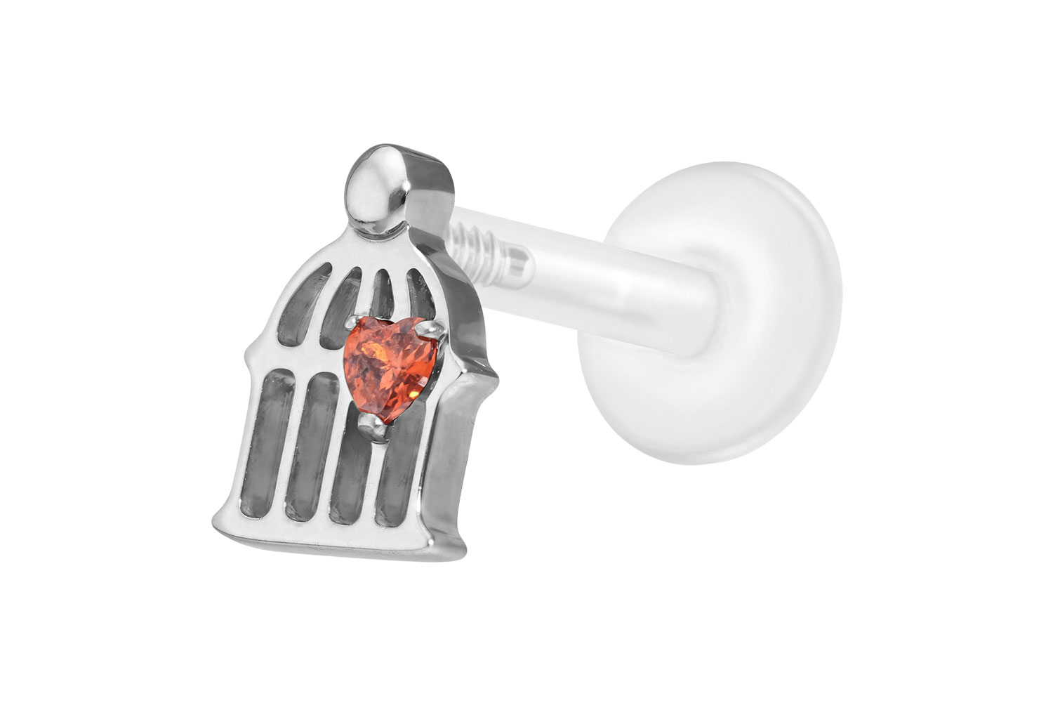 PTFE labret with internal thread + titanium attachment CAGE