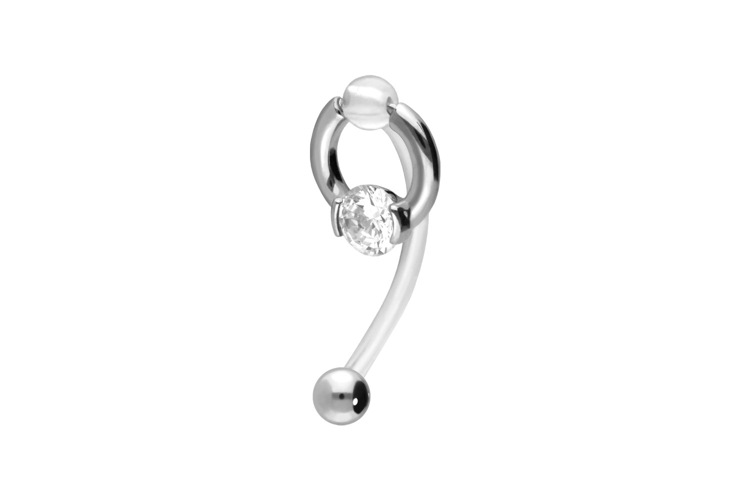 PMFK Bananabell mit Chirurgenstahl-Design RING + 5 mm KRISTALL