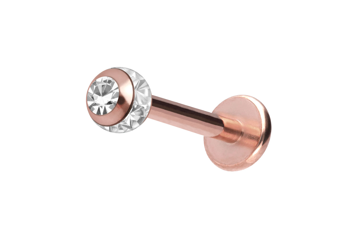 Surgical steel labret EPOXY RING BALL + CRYSTAL