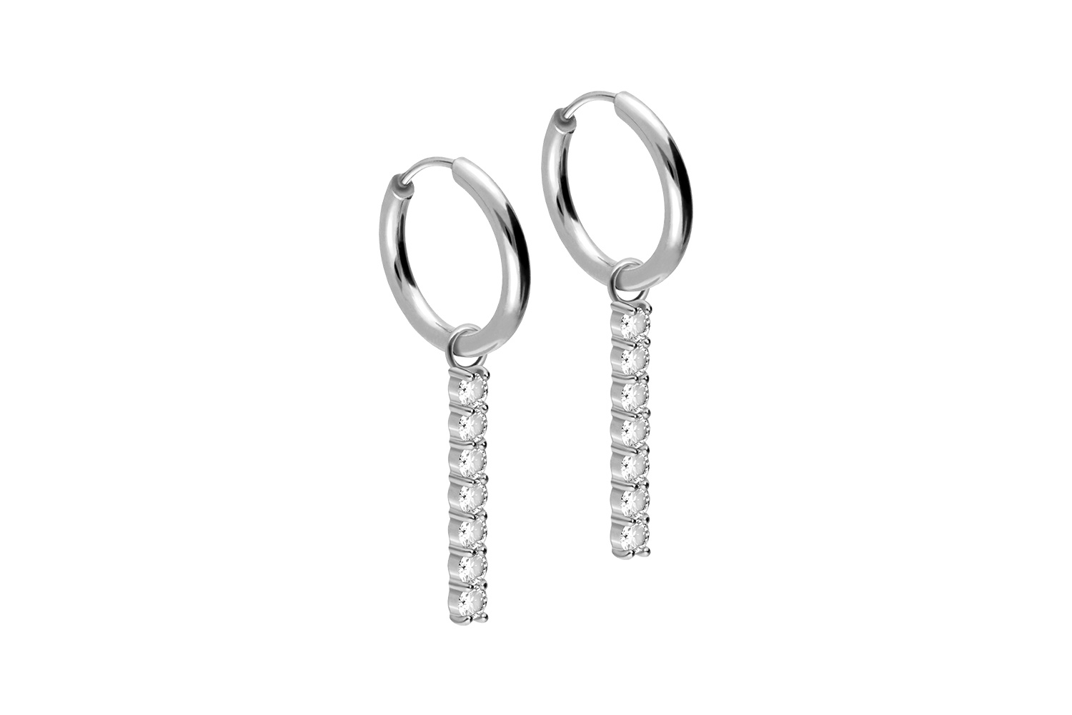 Surgical steel ear clicker creoles CRYSTAL BAR