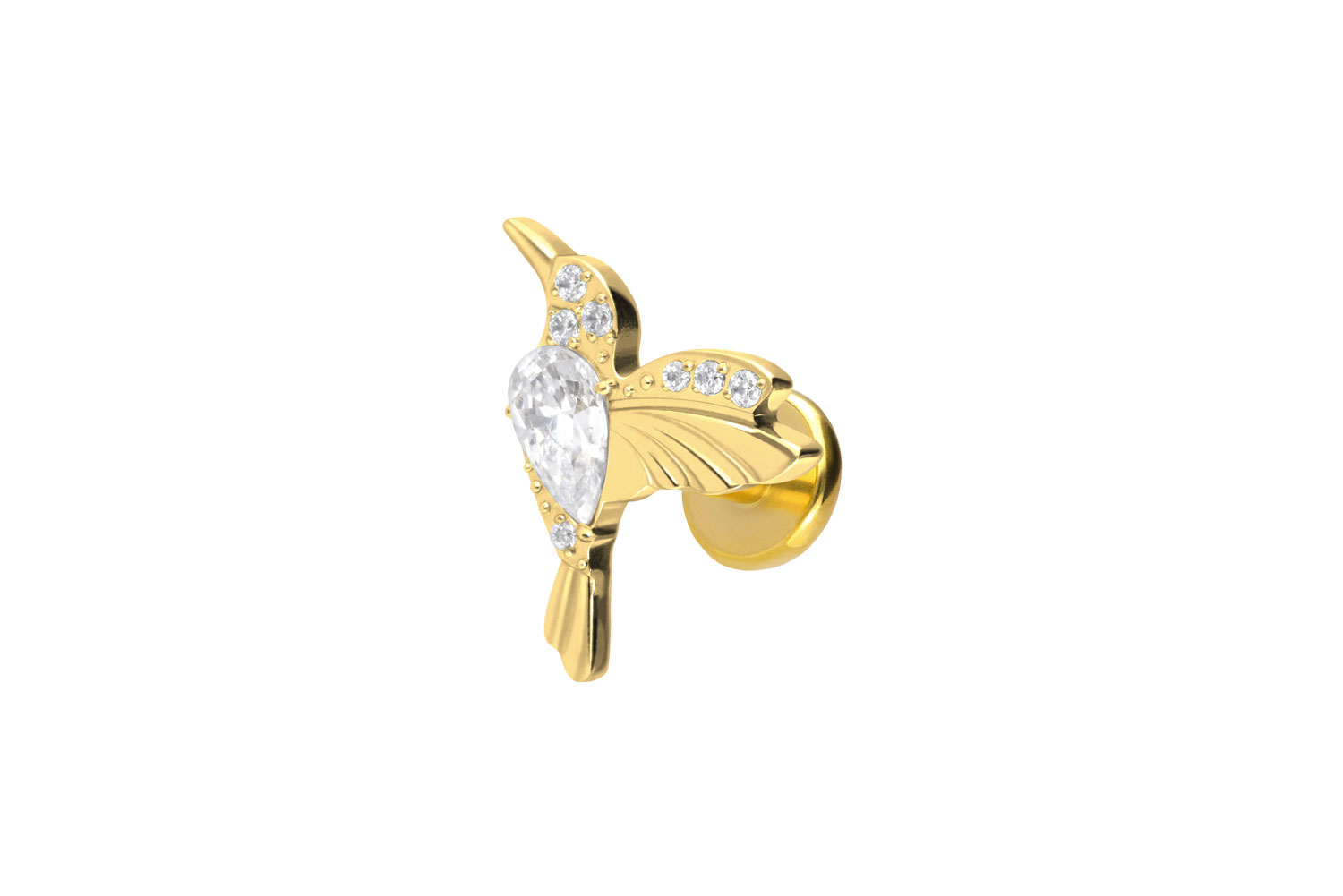 Titanium labret with push fit HUMMINGBIRD