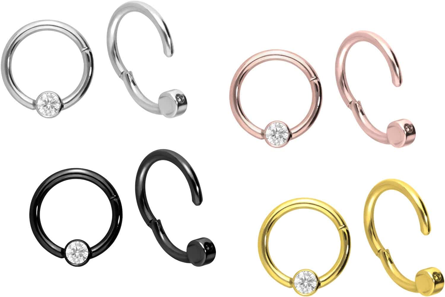 Titanium segment ring clicker FLAT CRYSTAL DISC