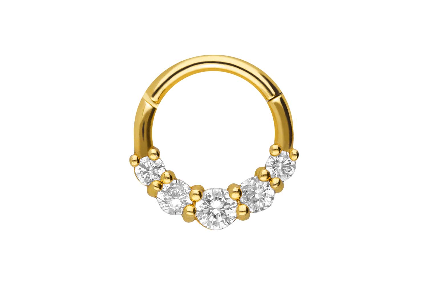 Surgical steel segment ring clicker 5 SETTED CRYSTALS