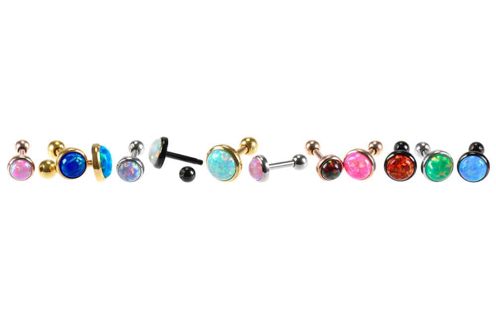 Surgical steel ear piercing SYNTHETIC OPAL ++SALE++