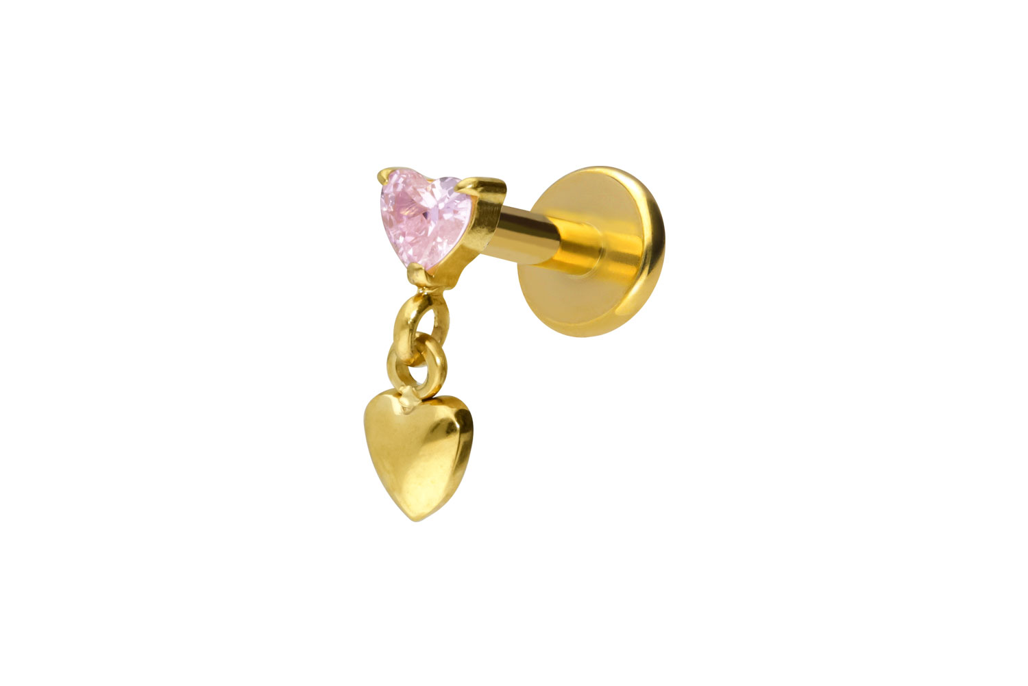 Titanium labret with internal thread 2 HEARTS