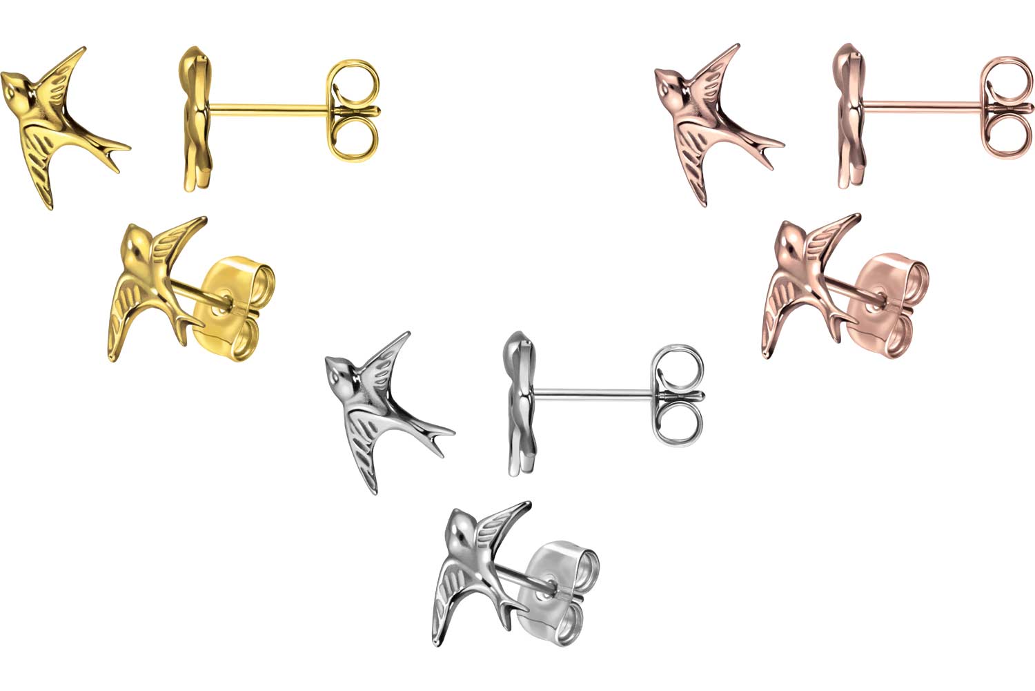 Titanium ear studs SWALLOW