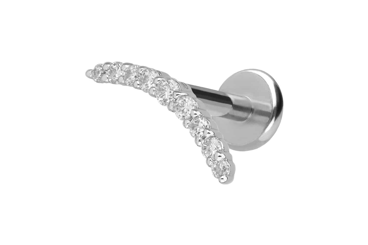 Titanium labret with internal thread + 925 silver attachment MOISSANITE ARCH