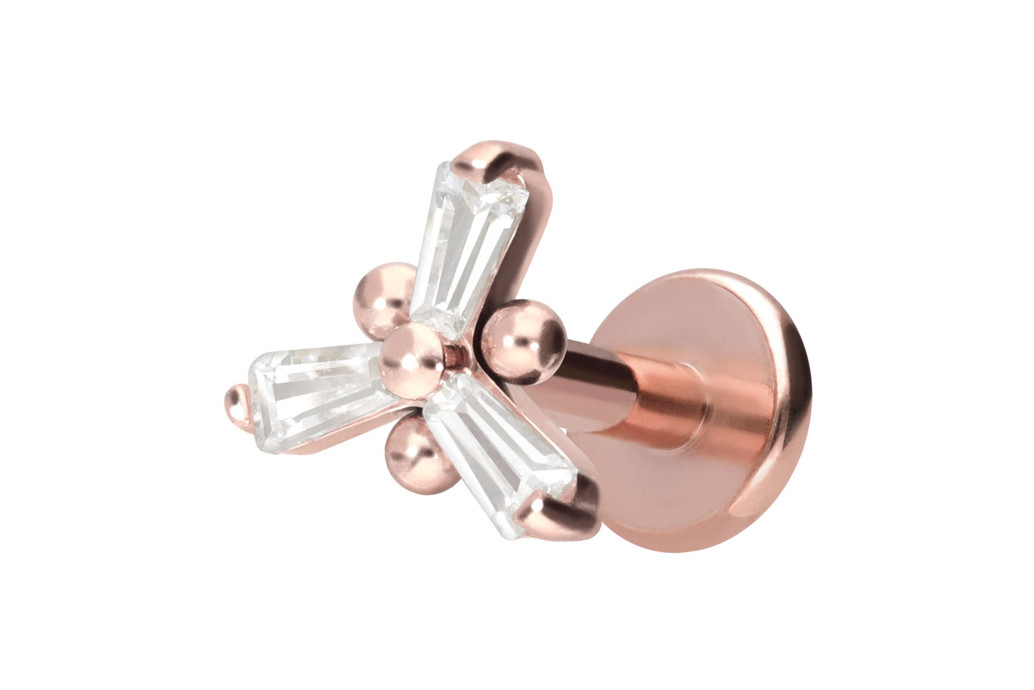 Titanium labret with internal thread CRYSTAL FLOWER