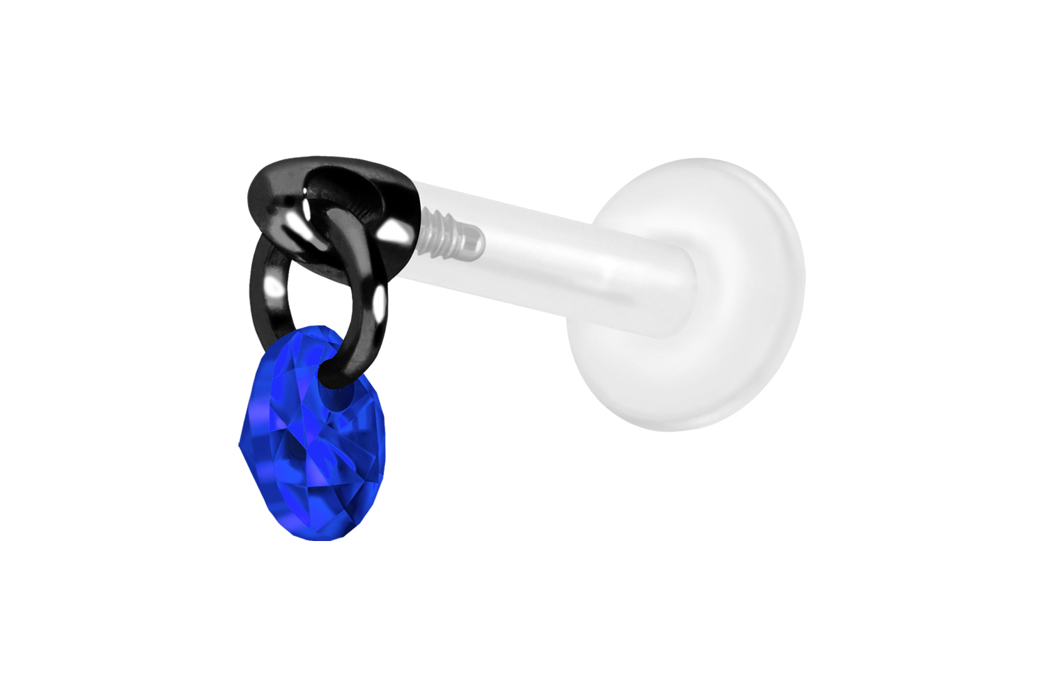 PTFE labret with internal thread + titanium attachment ROUND CRYSTAL