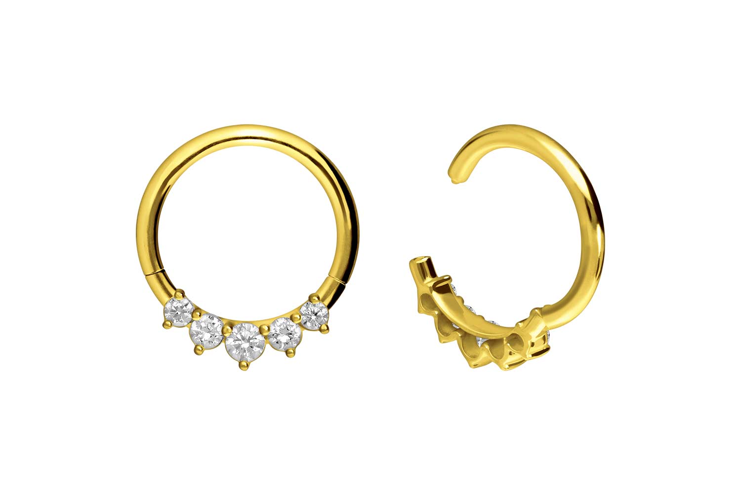 18 Karat Gold Segmentring Clicker 5 EINGEFASSTE KRISTALLE