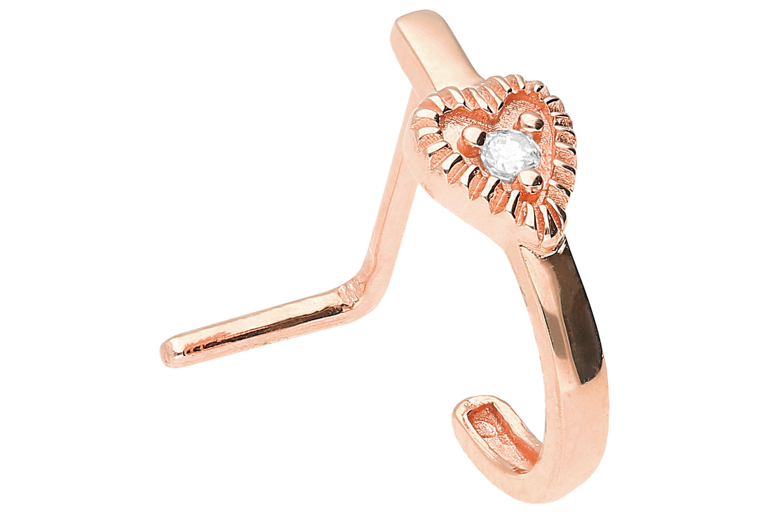 Surgical steel nose stud HEART + CRYSTAL ++SALE++