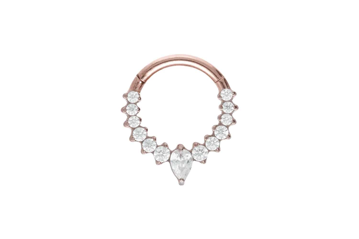 Titanium segment ring clicker SETTED CRYSTALS