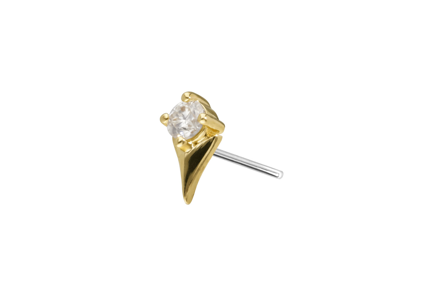 14 carat gold attachment with titanium push pin MOISSANITE + ARROWHEAD