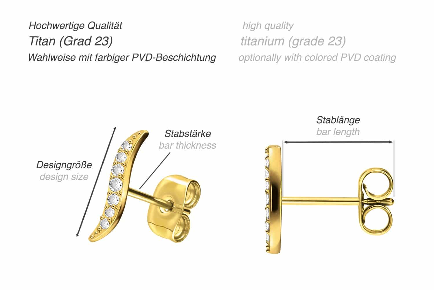 Titan Ohrstecker EINGEFASSTE KRISTALLE