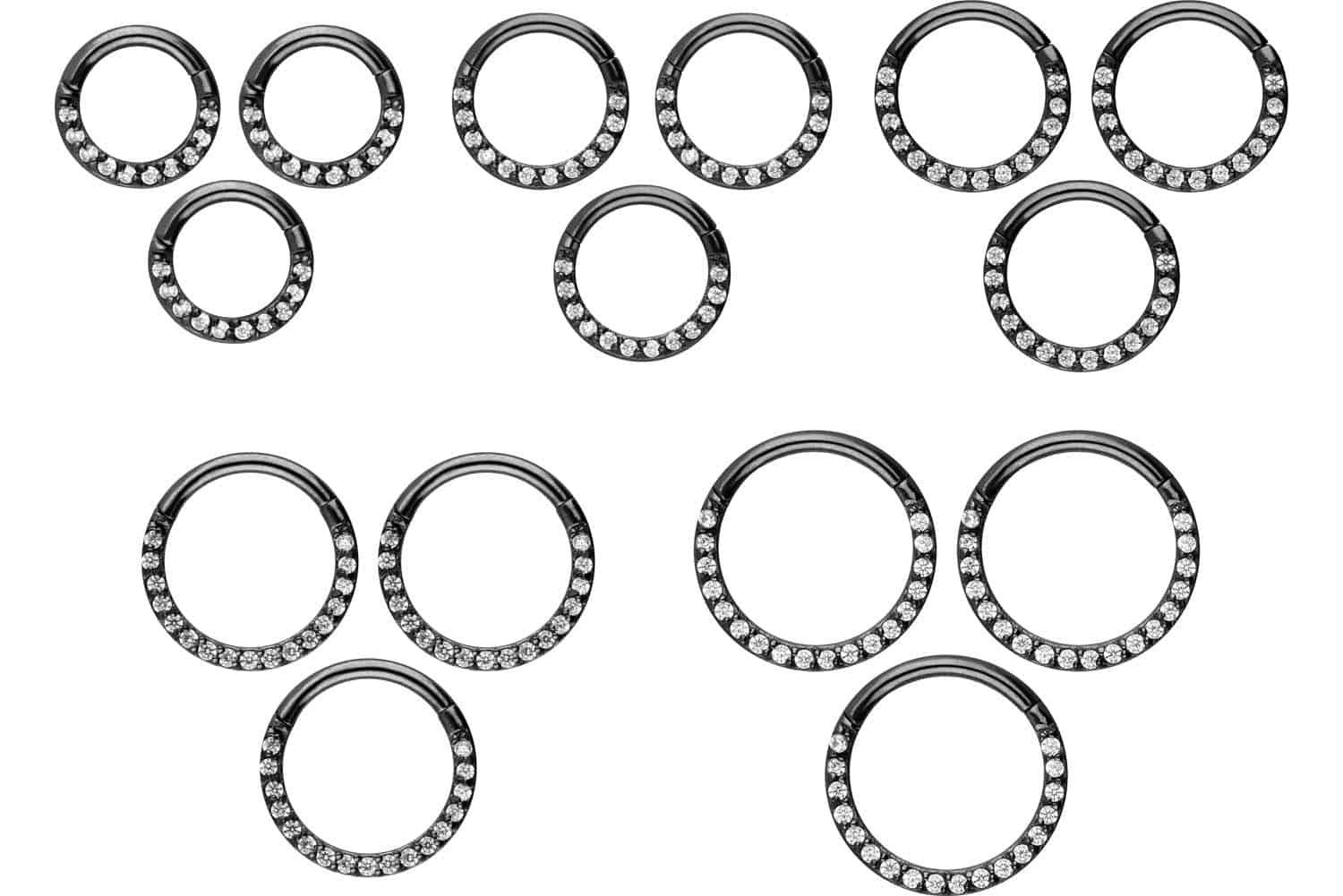 SET Surgical steel segment ring clicker SETTED CRYSTALS