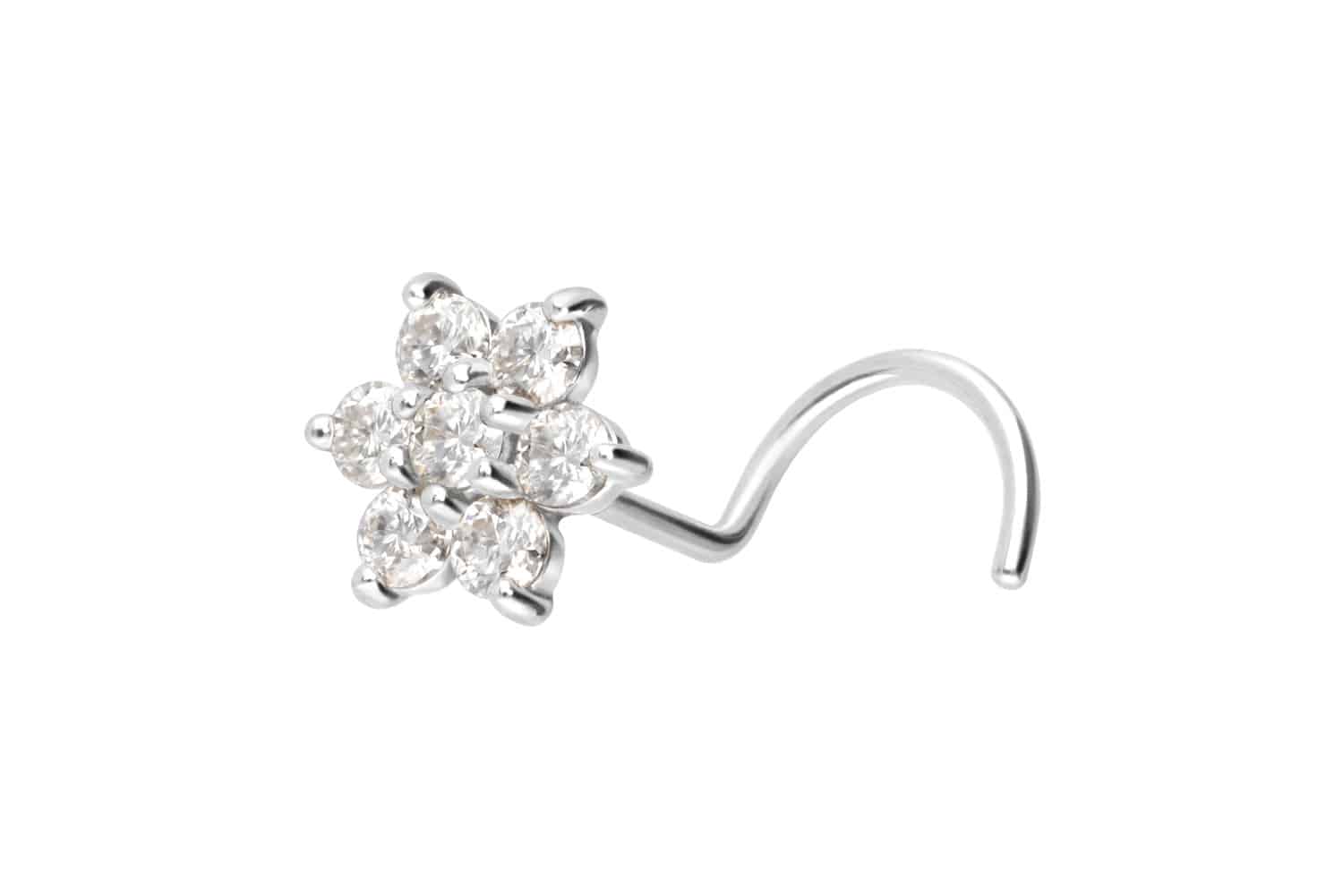 14/18 carat nose stud spiral MOISSANITE FLOWER