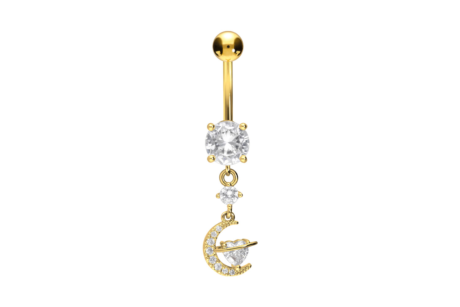 Surgical steel bananabell CRYSTAL MOON + CRYSTAL HEART