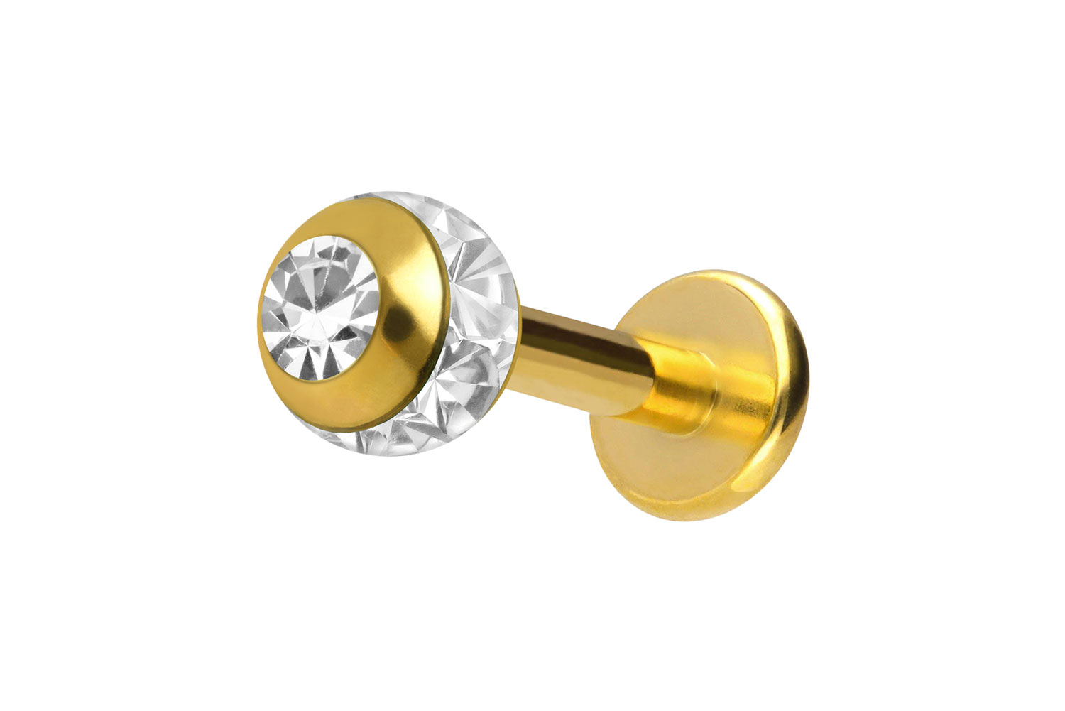 Chirurgenstahl Labret EPOXY-RING-KUGEL + KRISTALL