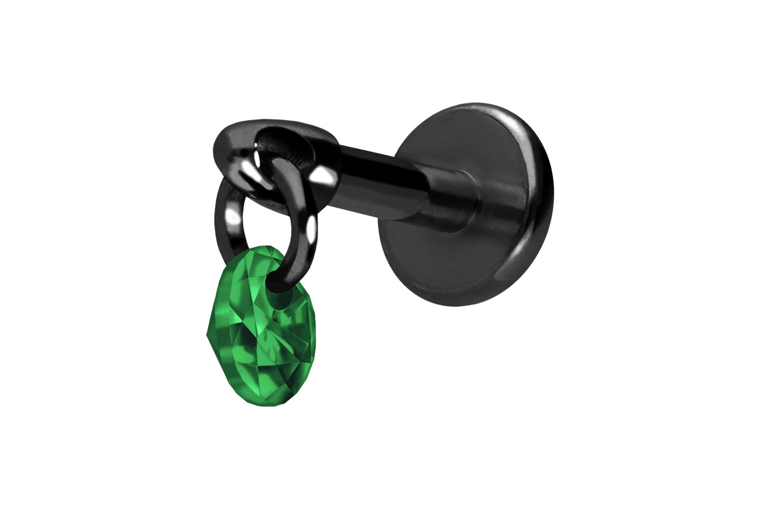 Titanium labret with internal thread ROUND CRYSTAL