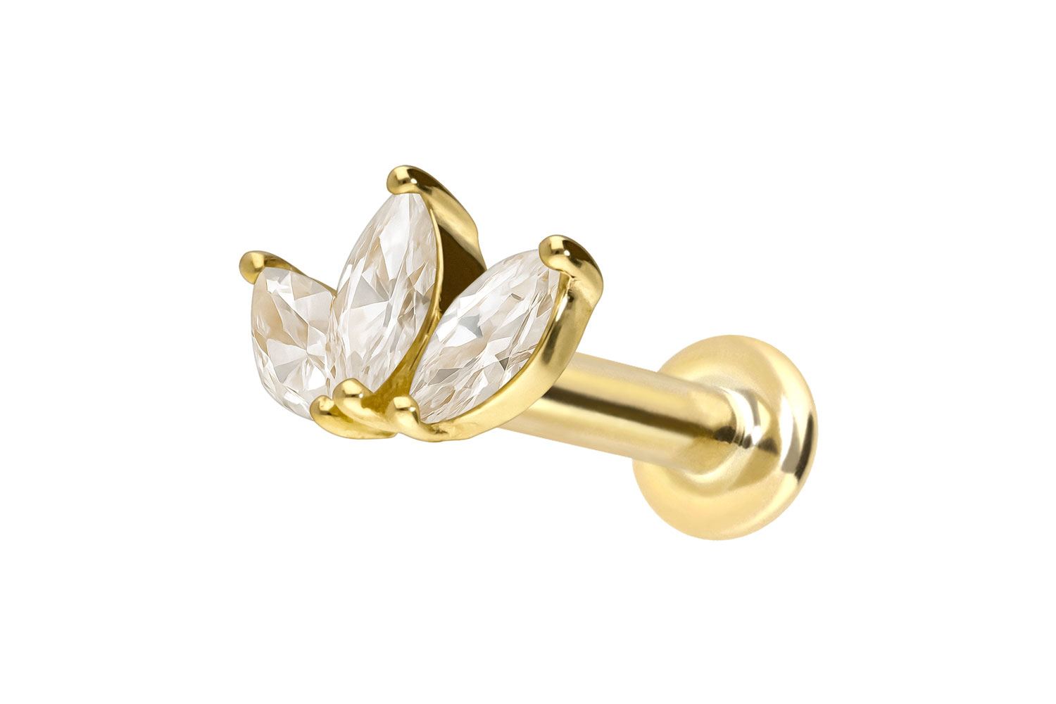 18 Karat Gold Labret mit Innengewinde DIAMANT-LOTUSBLÜTE 18 Karat Gold Labret mit Innengewinde DIAMANT-LOTUSBLÜTE