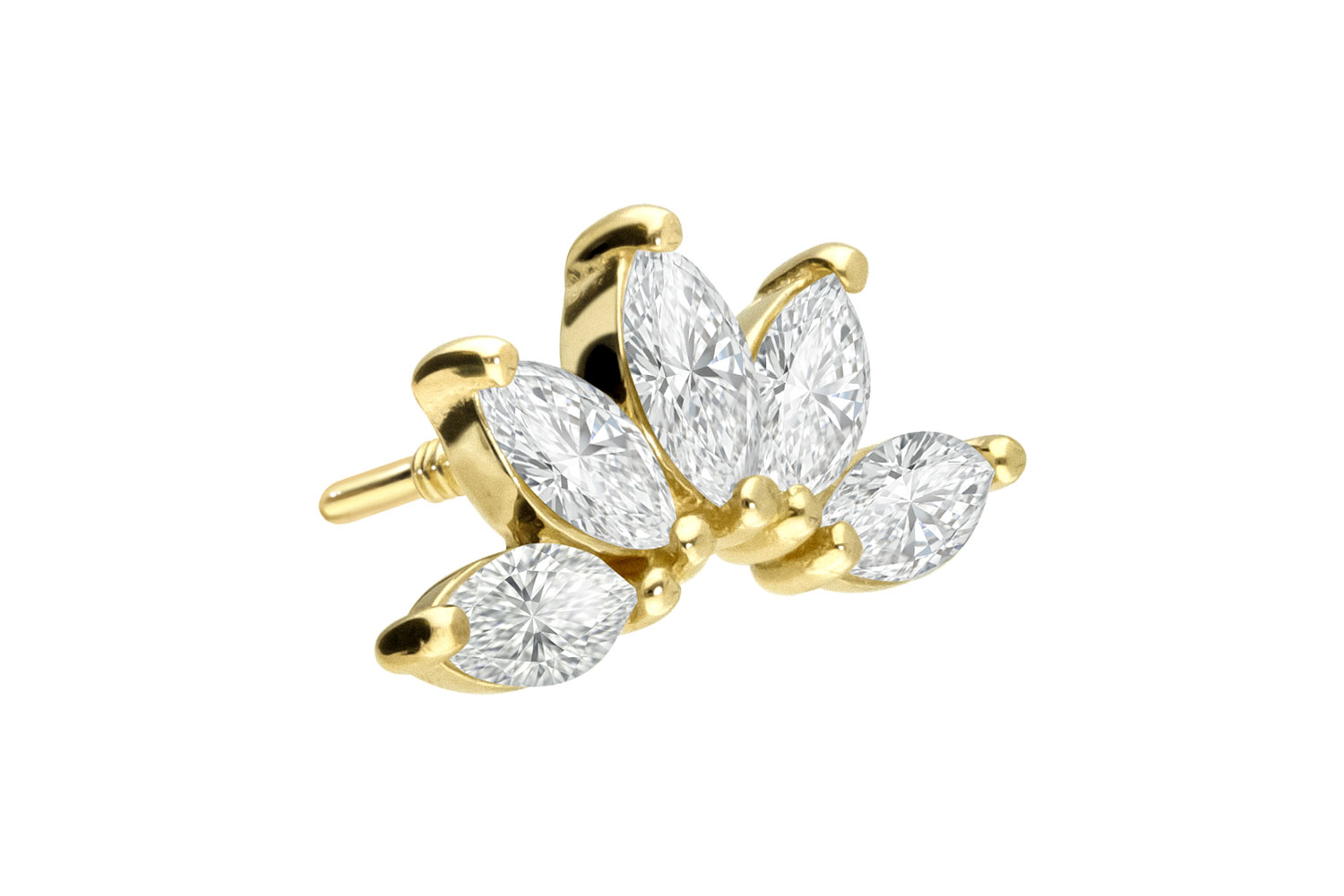 18 Karat Gold Schraubaufsatz mit Außengewinde DIAMANT-LOTUSBLÜTE