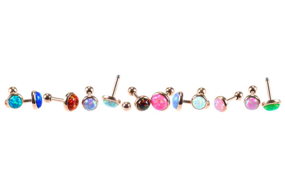 Surgical steel ear piercing SYNTHETIC OPAL ++SALE++