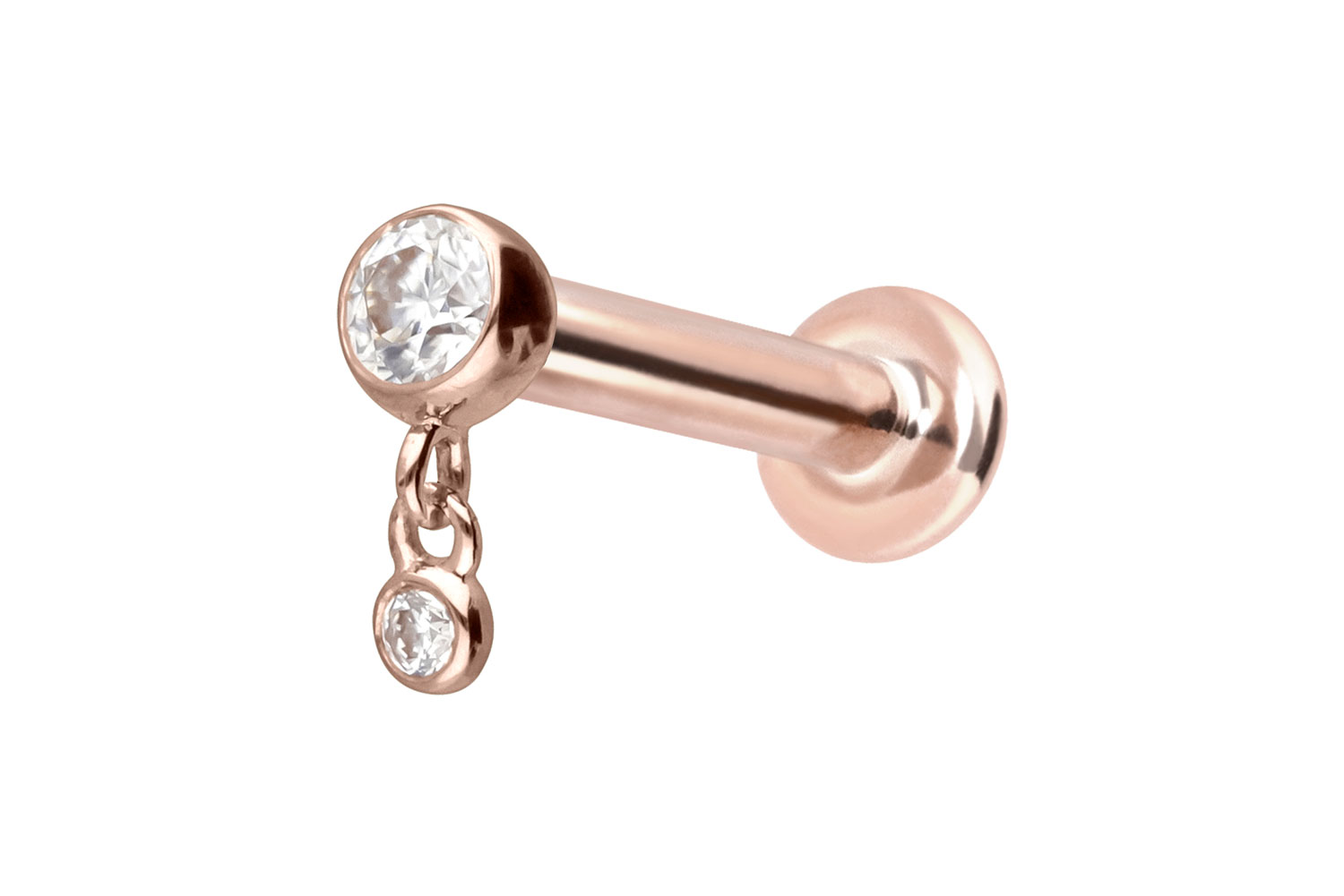 14 Karat Gold Labret mit Push Fit 2 MOISSANITE
