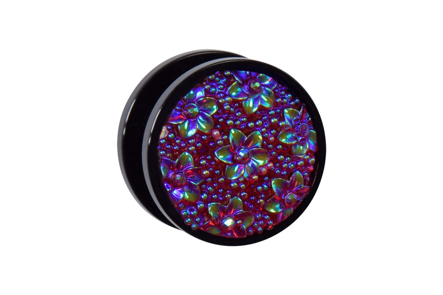 Acryl Plug schwarz BLUMEN ++SALE++