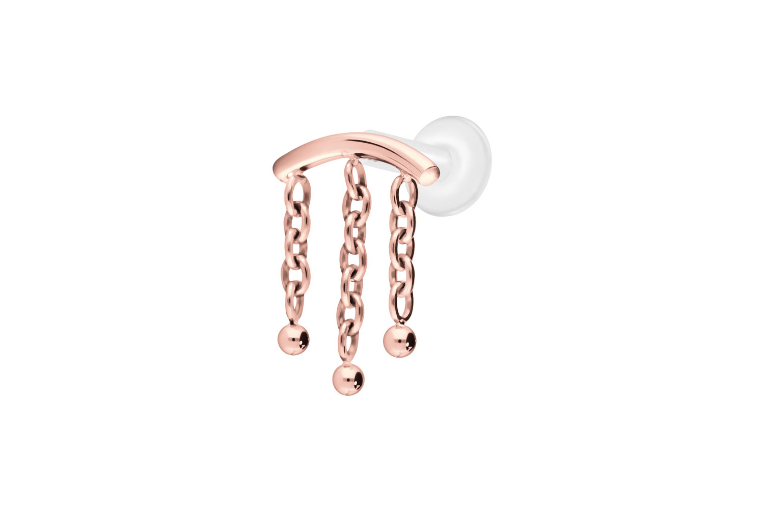 PTFE Labret mit Innengewinde + Titan-Aufsatz BOGEN + 3 KETTEN