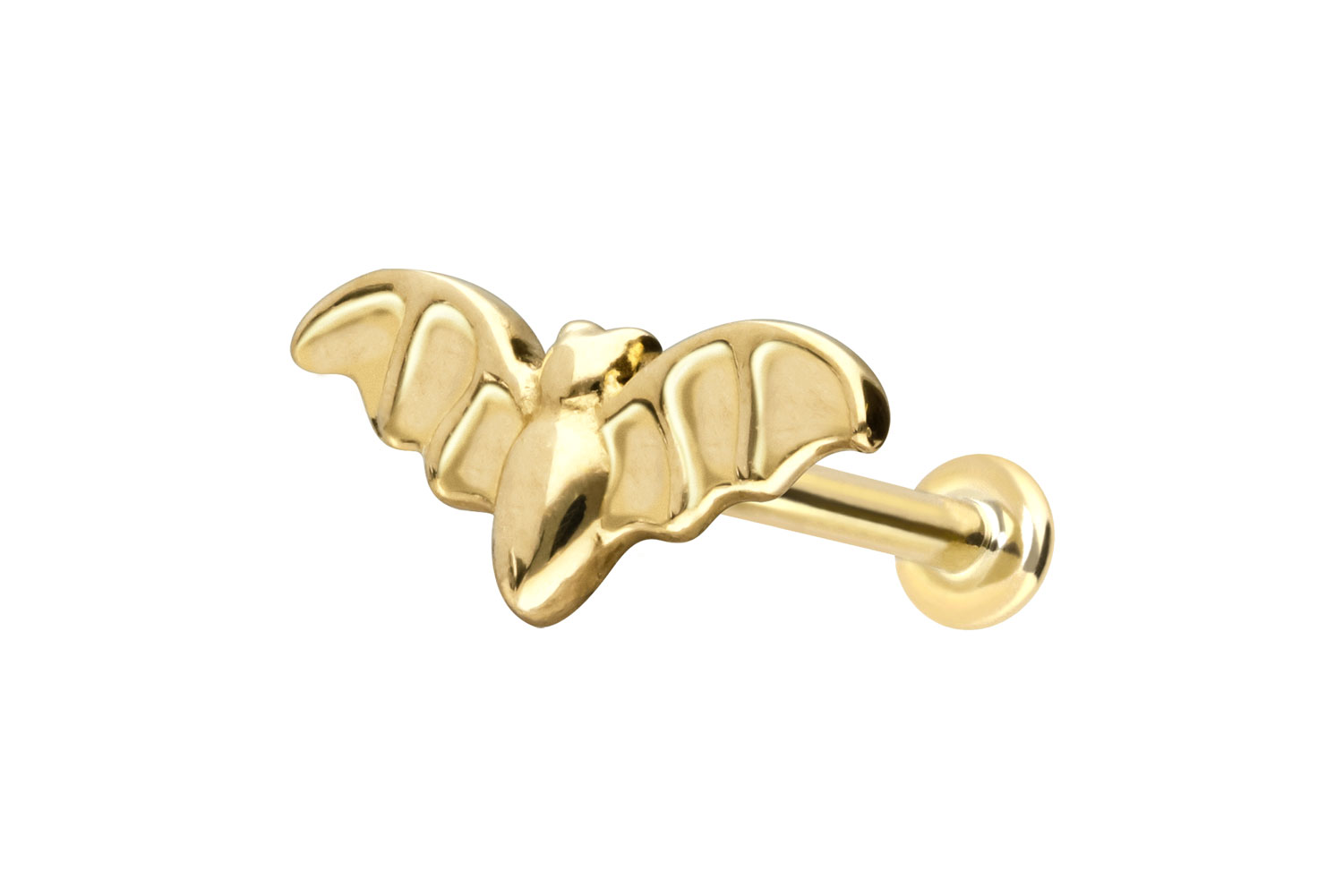 PIERCINGLINE Piercing Stecker 14 Karat Gold Labret mit Push Fit FLEDERMAUS - Bild 8 von 35