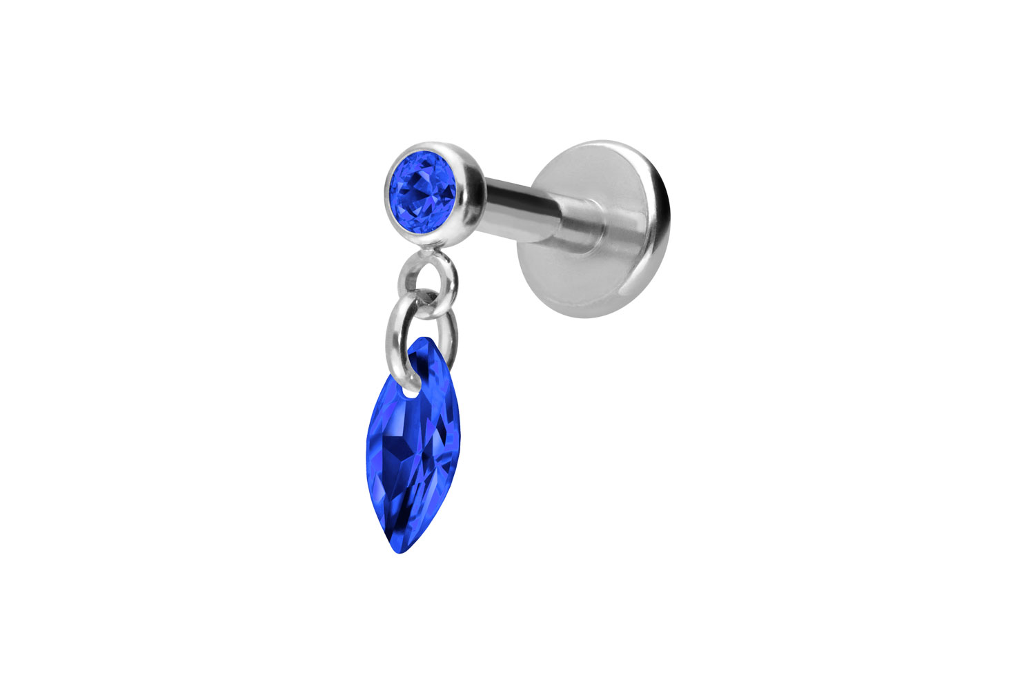 Titanium labret with internal thread CRYSTAL OVAL