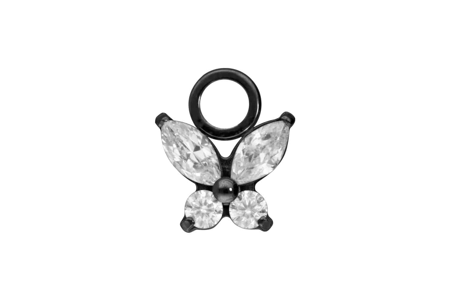 Titanium pendant for clickers CRYSTAL BUTTERFLY